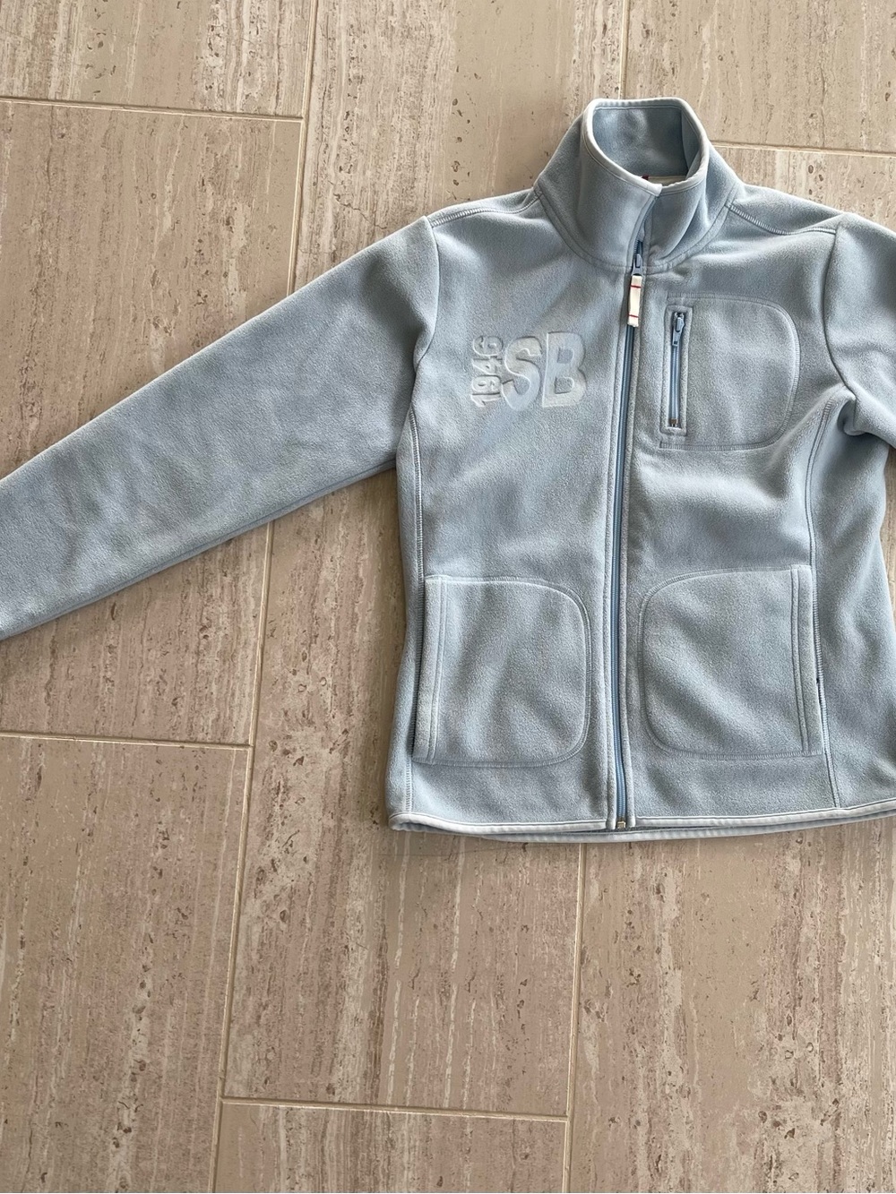 Sebago Womens Medium Light Blue Full Zip Fleece Jacket SB 1946 Logo